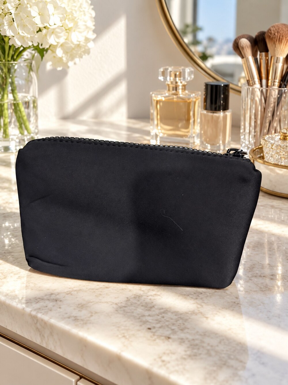 Chanel Black Zip Cosmetic Pouch | Compact Beauty Storage - Picture 6 of 6